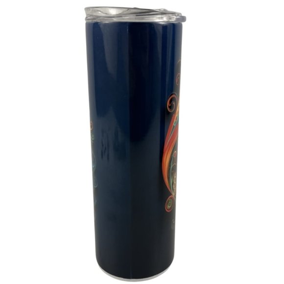 Skinny Tumbler 20oz Pretty Lady 3D Whimsical Colorful Quilling Stainless-Steel - Picture 7 of 8